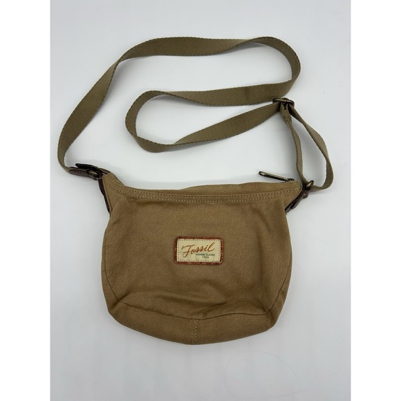Fossil Handbags - Vintage Y2K Fossil leather and fabric crossbody / shoulder bag